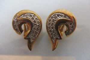 Pierre Lang Ohrringe ,     schöne PL - Ohr-Clips    , vergoldet mit Stein - Bild 1 von 4