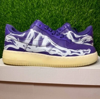 Nike Air Force 1 Low '07 Púrpura Esqueleto Halloween Talla 8 Tenis CU8067-500 Foto 1 de 4