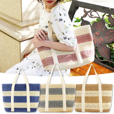 Womens Straw Woven Bag Handbag Beach Bag Shoulder Bag Leisure Fashion Woven Bag - Image 1 of 4