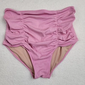 Costume da bagno KORTNI JEANE vita alta increspato DONNA grande a costine rosa - Foto 1 di 7