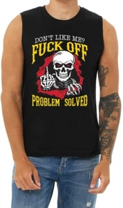 Rude Offensive Funny T-shirt Sleeveless Muscle Tee Tank Tops Mens Tank Tops - Picture 1 of 3