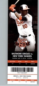 New York Yankees vs Baltimore Orioles 7/13/2014 Full Ticket - Adam Jones - Picture 1 of 3