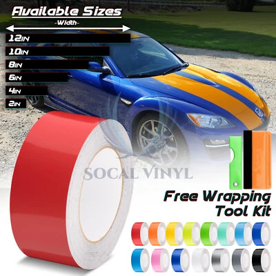 Calcomanía envolvente de vinilo color brillante rayas de carreras para Mazda Miata Rx8 rayas 10 ft/20 ft Foto 1 de 4