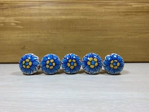 Anthropologie Ceramic Flower Knobs Set of 5 - Picture 1 of 6
