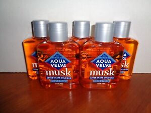 Lot of 5 Aqua Velva Musk After Shave Cologne 3.5 oz Firms & Tones Free Shipping