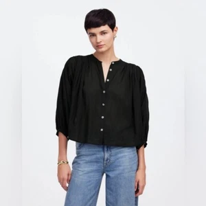 NWT Madewell Women’s Balloon-Sleeve Top - XXL - Black - Picture 1 of 9