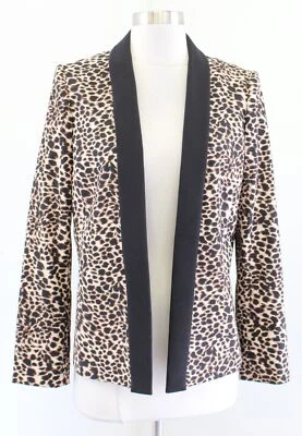 Chaqueta Blazer Tahari ASL Levine Negra Marrón Estampado Leopardo Bloque de Color Solapa Talla 4 Foto 1 de 4