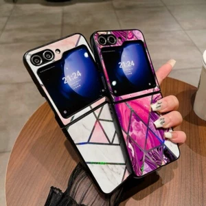 Cute Shockproof Splice Marble Flower Case Cover For Samsung Galaxy Z Flip 5 4 3 - Picture 1 of 17