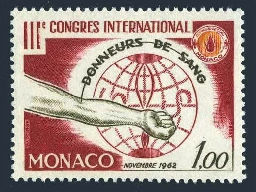 Monaco 510 two stamps, MNH. Michel 715. 3rd Blood Donor's Congress, 1962. - Image 1 of 1