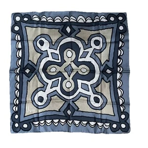 Vintage Vera Neuman Silk Scarf Blue Gray Geometric MCM Mod Design 20” Square - Picture 1 of 7