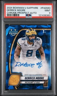 2024 Bowman University Sapphire Derrick Moore Auto Bowman 1st PSA 9 Color Match - Image 1 of 3