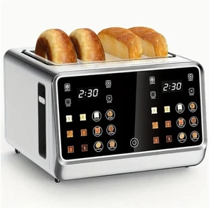 Tostadora inteligente digital con pantalla táctil de cuatro rebanadas y panel de control doble - Imagen 1 de 9