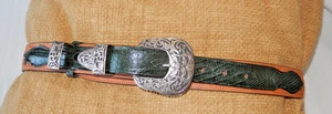 Heartline Santa Fe Sterling Silver 4 Piece Buckle With Western Cowboy Belt - Picture 1 of 11