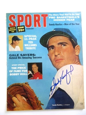 Sandy Koufax Signed Autographed Magazine SPORT 1966 Feb Dodgers JSA AB27669 - Image 1 of 4