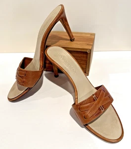 YSL Yves Saint Laurent Vintage Pantoletten Braun Leder Kitten Heels Gr. 38,5 - Bild 1 von 24