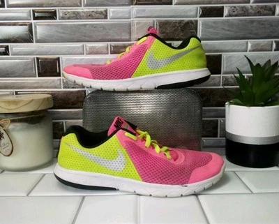 Nike Flex Experience 5 Zapatos para Correr Niñas 4.5YW Ancho Rosa/Amarillo Flaurescente Foto 1 de 4
