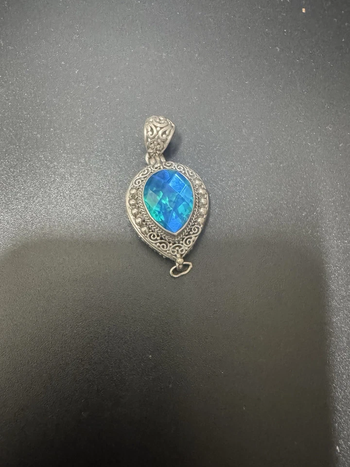 Sarda Caribbean Quartz Ornate 925 Sterling Silver, 12.1g - Image 1 of 4