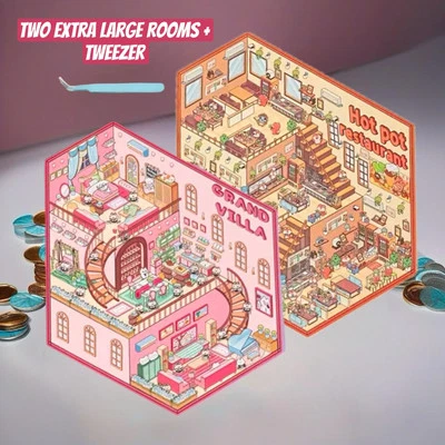 2 (3D) 9.8  X 6.9  Isometric Scene Rooms. Villa and Restaurant. - Image 1 of 4