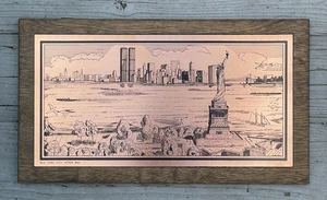 RETRO Vintage Wall Art Copper Etching New York City Upper Bay by Izzy Markus - Picture 1 of 7