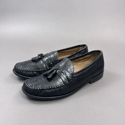 Florsheim Mocasines Para Hombres 9D Pisa Sin usar, en caja, Puntera Borla Mocasines Zapatos Coñac Negros Foto 1 de 4