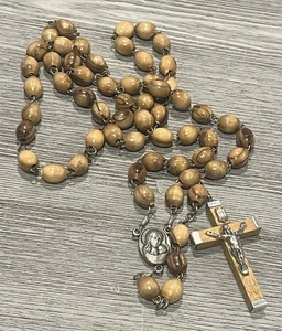 Jerusalem braun Holz Perlen Rosenkranz Vintage Terra Sancta - KOSTENLOSER VERSAND! - Bild 1 von 4