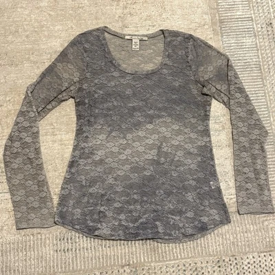 Top de mujer American Rag Cie gris de encaje manga larga vintage años 2000 grunge talla XL Foto 1 de 4