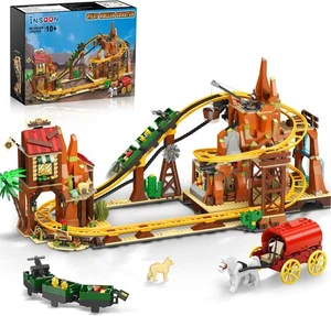 Western Roller Coaster Building Set, Rollercoaster Building Toy with Mine Train, - Picture 1 of 15
