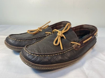 L.L. Zapatillas mocasín forradas de franela cosidas a mano Bean de cuero marrón para hombre - EE. UU. 11 Foto 1 de 4