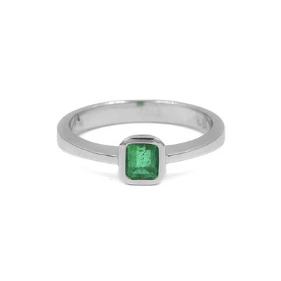 Ring mit kolumbianischem Smaragd Emerald 0,36 ct. in 18 Kt. 750 Gold Gr. 56,5 - Bild 1 von 4