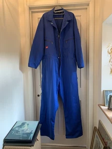 Men’s Dickies Royal Blue Zip Front Overalls/Boilersuit XL Tall Ex Used Con - Picture 1 of 15