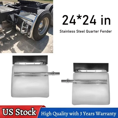 Par de guardabarros de cuarto de acero inoxidable de 24 * 24 pulgadas para camión Volvo VNL VNM VNX VNR Foto 1 de 4
