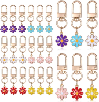 24 Piezas Llaveros Flor Margarita Colorido Esmalte Dijes para Bolsas Llaves Accesorios Foto 1 de 4