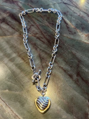 COLLAR CORAZÓN CADENA SS FIGARO ORO 18K DAVID YURMAN Venta al por menor $1600 en muy buen estado Foto 1 de 4