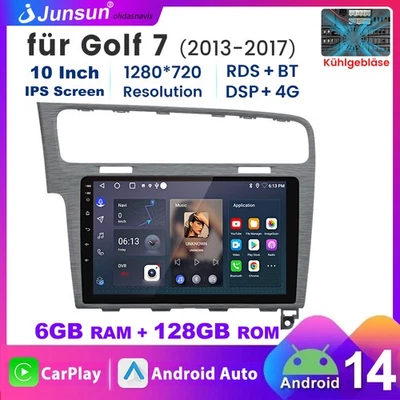 6+128GB Android14 Autoradio Für VW Golf 7 MK7 2013-2017 GPS Navi 4G LTE CarPlay - Bild 1 von 4