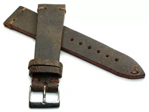 22mm /18 Germany made Vintage Band Retro Look Uhrenarmband Aviator braun V-Strap - Picture 1 of 3