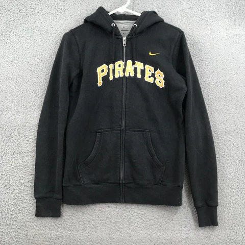Nike Sweater Womens Large Black MLB Pittsburgh Pirates Full Zip Hoodie 29409 Cover