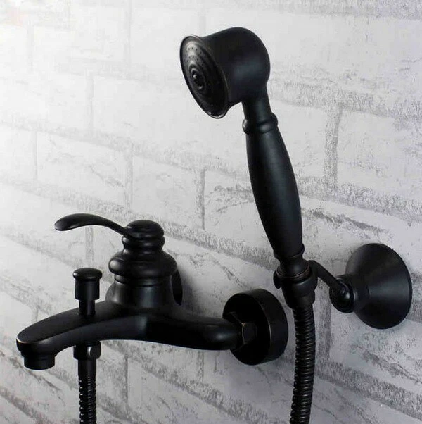 Oil Rubbed Bronze Wall Mount Bath Shower Faucet Set with Handheld Shower Spray  - Image 1 of 1