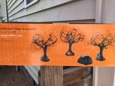 Dept 56 Halloween Village Accessory Haunted Sounds Lit Trees Set 3 (B)