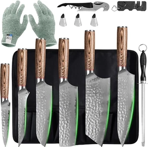 Set Di Coltelli Giapponesi 13Pcs, Set Di Coltelli Da Cucina in Acciaio Inox Prem - Foto 1 di 12