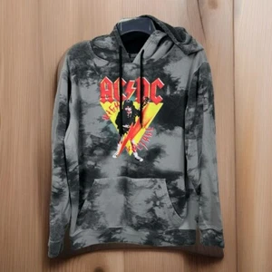 AC/DC High Voltage Medium Gray Tie Dye Long Sleeve Hoodie Rock & Roll Music M - Picture 1 of 7