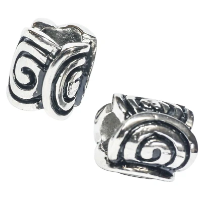 Edelstahl  2 x Bartperle Spirale Loch 5,2mm Bartschmuck Bartring +50 Bartgummis - Bild 1 von 3