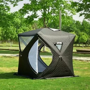 Portable Outdoor Wood Burning Sauna Tent With Rock Stove/Chimney - Picture 1 of 4