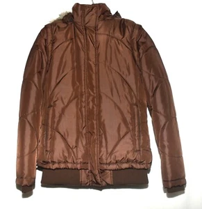 Jonathan Stone Brown Girls Hooded  Speckled Faux Fur Lined Jacket Size 14-16 - Picture 1 of 9