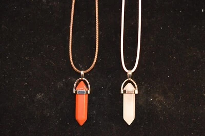 Lote de 2 COLLARES "Cristales" de resina de jaspe rojo y ágata ¡nuevos! Joyería USA! Foto 1 de 4