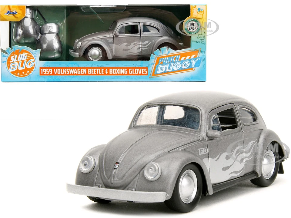 Jada JA34235 1959 Volkswagen Beetle Gray Metallic with Silver Flames 1/32