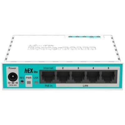 Mikrotik hEX Lite Router Cablato 5 Porte Ethernet LAN Supporta PoE-in Bianco - Immagine 1 di 4