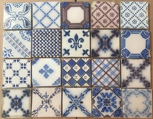 FRANCIA AZULEJOS ANTIGUOS - PAS DE CALAIS - DESVRES - 20 - TILE SET c1870 - Bild 1 von 7
