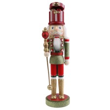 Glitter Hand Painted Gold Nutcracker W/Sceptre Statue Christmas Decor 38Cm