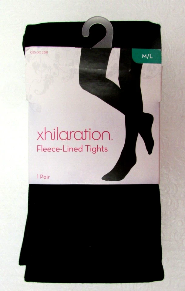 NUEVO XHILARATION MUJER TALLA M/L ÉBANO NEGRO POLAR FORRADO MALLAS Foto 1 de 2