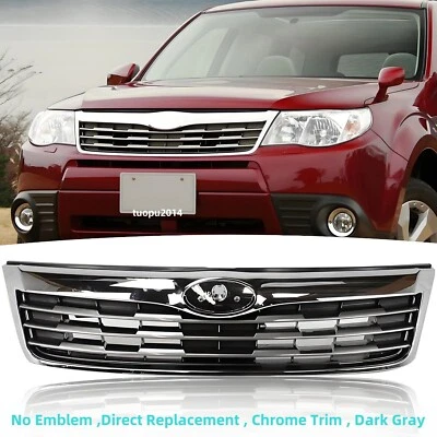 For Subaru Forester Bumper Grille Grill Radiator Dark Gray w/Chrome Trim 2009-13 Foto 1 de 4